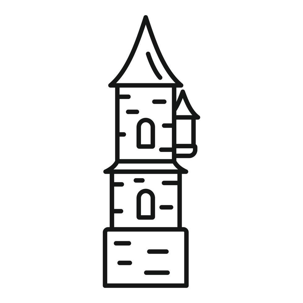 icono de castillo misterioso, estilo de esquema vector