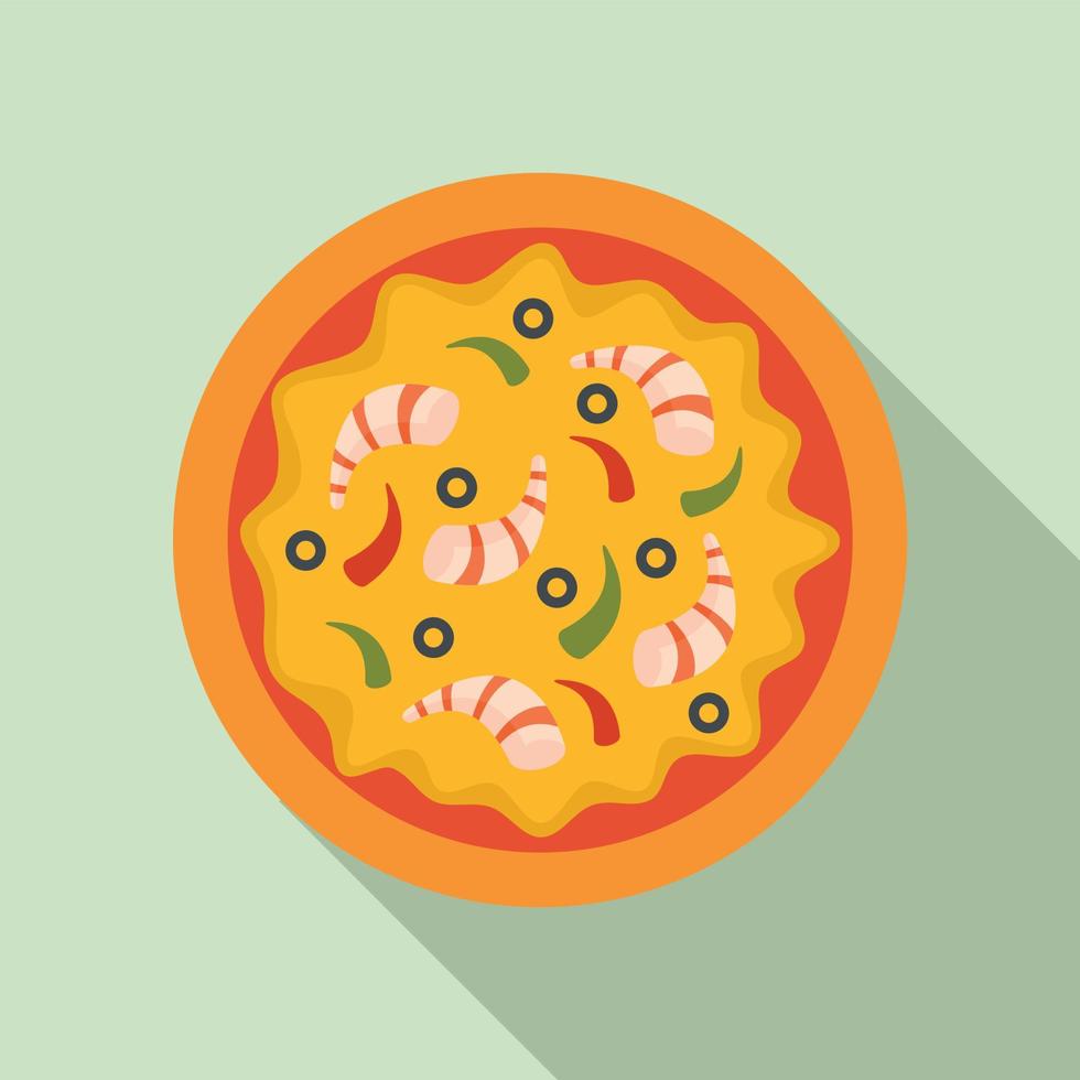 Shrimp pizza icon, flat style vector