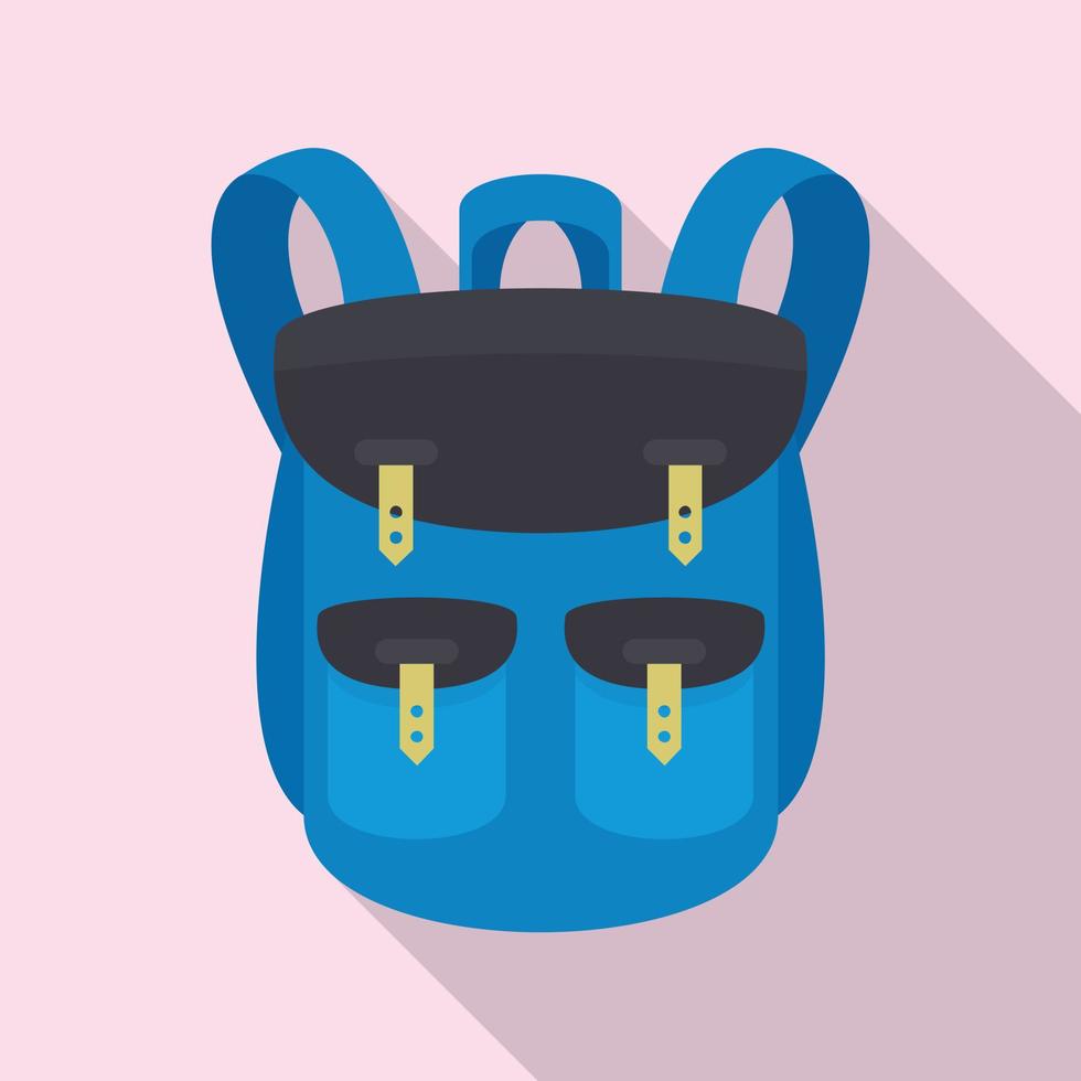 Climbing backpack icon, flat style vector