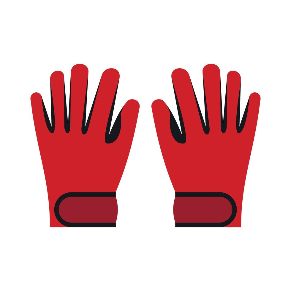 Red winter ski gloves icon, flat style vector