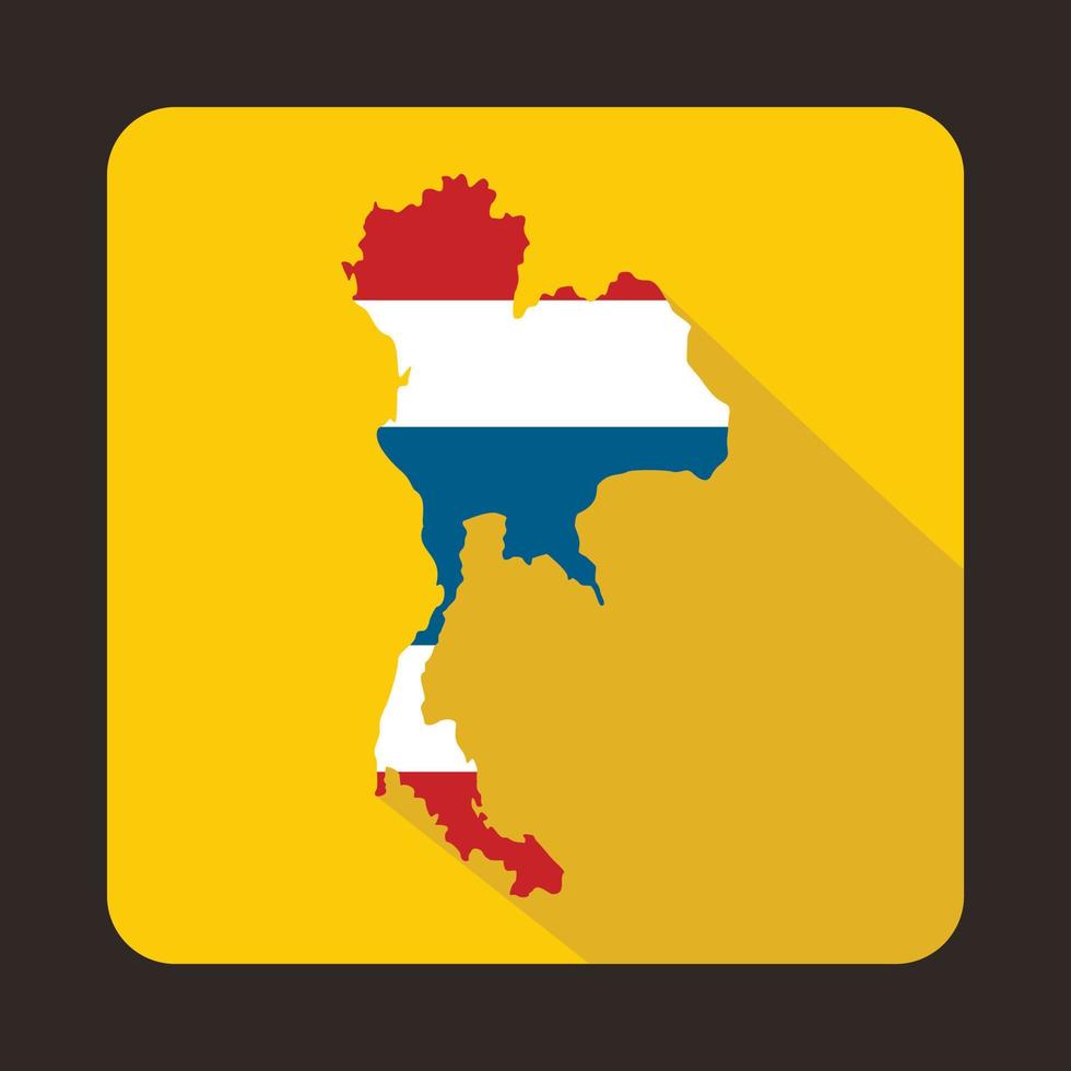 Map of Thailand in Thai flag colors icon vector