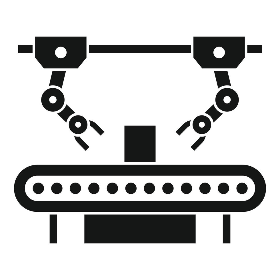 icono de robot de línea de montaje, estilo simple vector