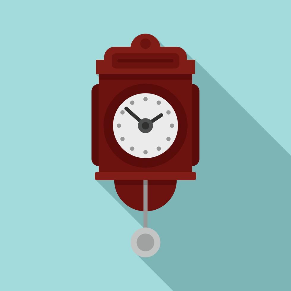 Wall pendulum clock icon, flat style vector