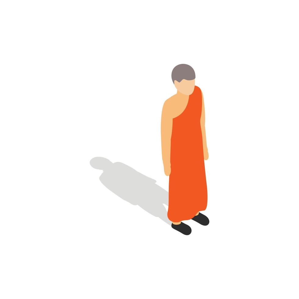 Buddhist monk wearing orange robe icon vector