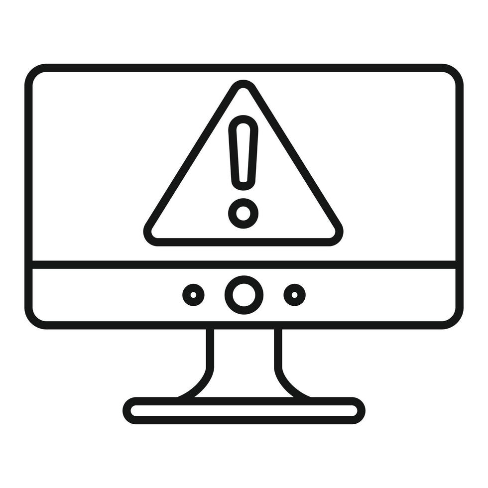Computer security alert icon, outline style vector