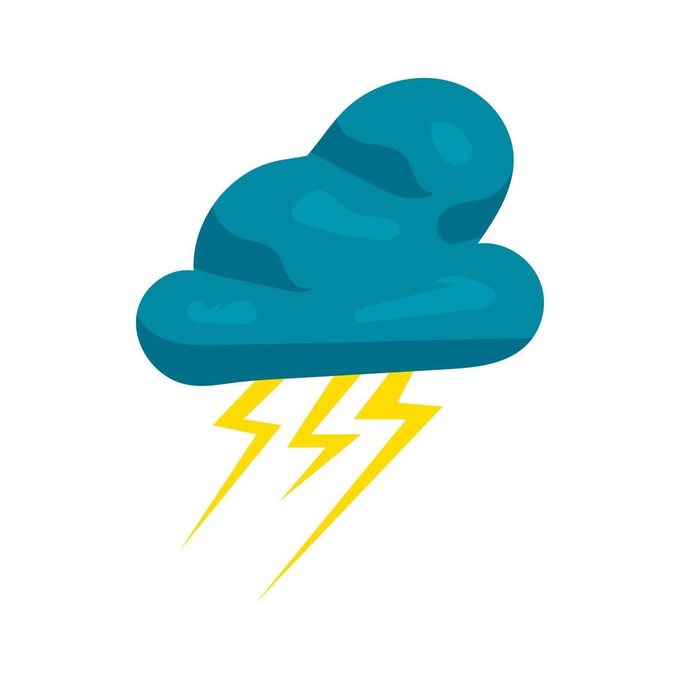 icono de nube y relámpagos, estilo de dibujos animados vector