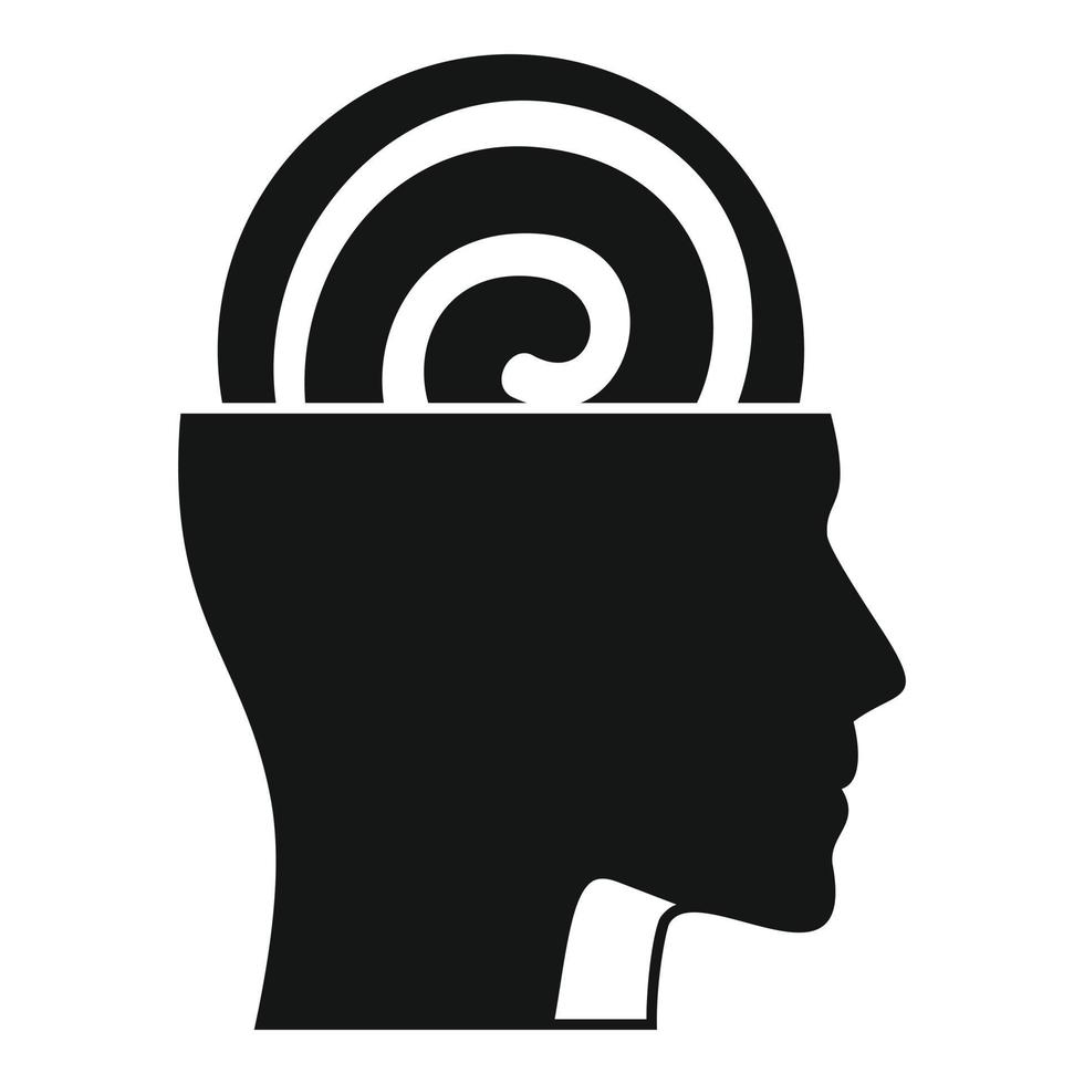 icono de hipnosis de la mente humana, estilo simple vector