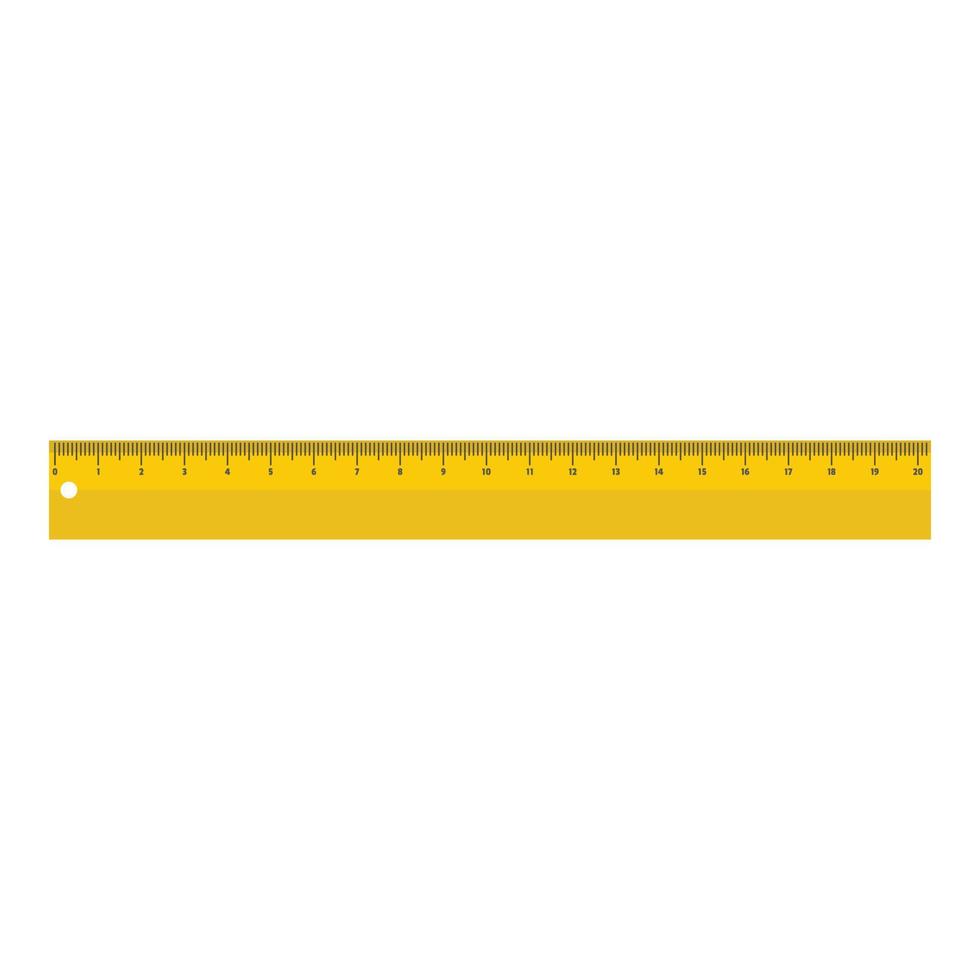 Yellow long ruler icon, flat style. vector