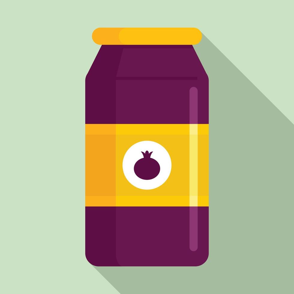 Pomegranate jam jar icon, flat style vector