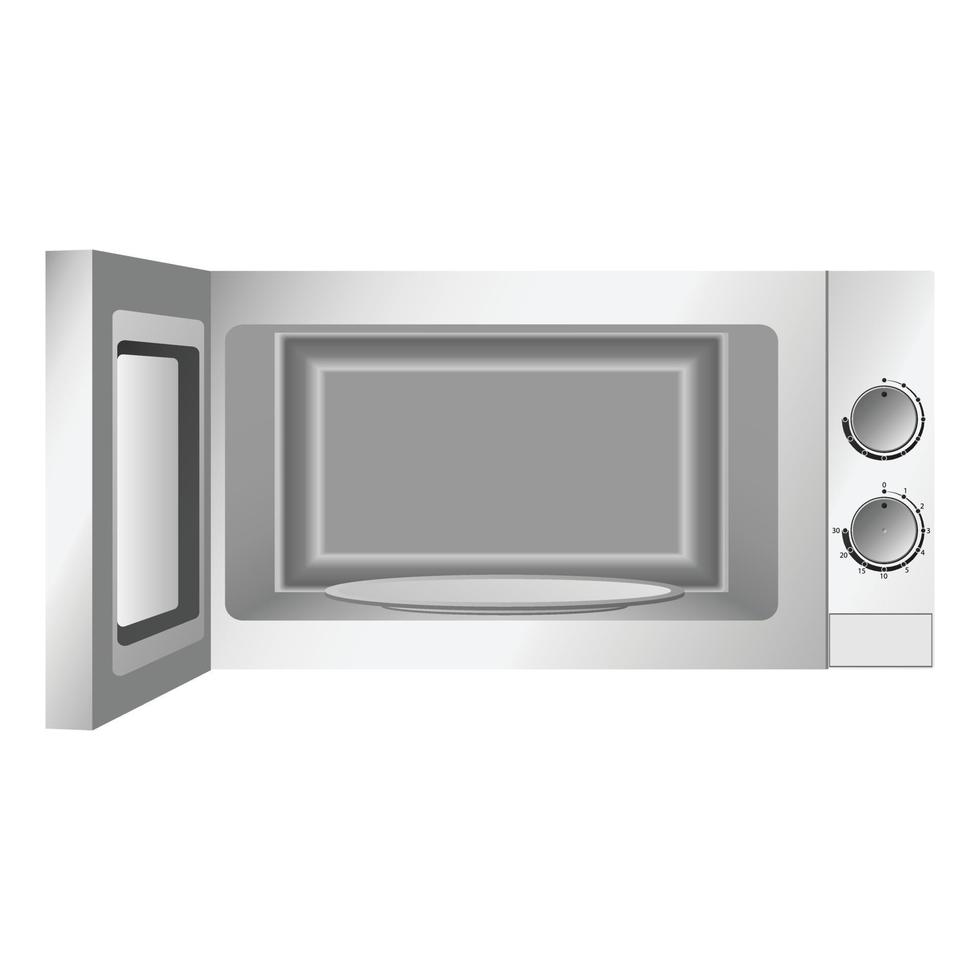 Modern open microwave icon, realistic style vector