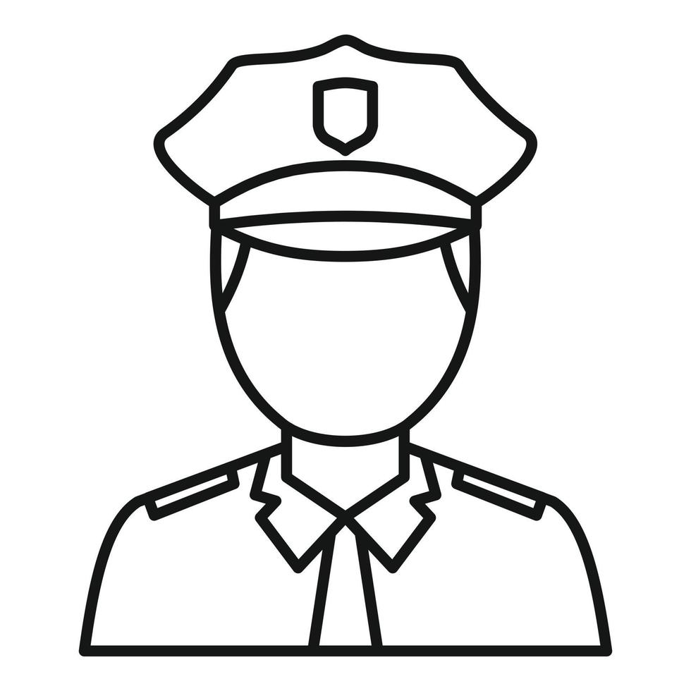 Policeman avatar icon, outline style vector