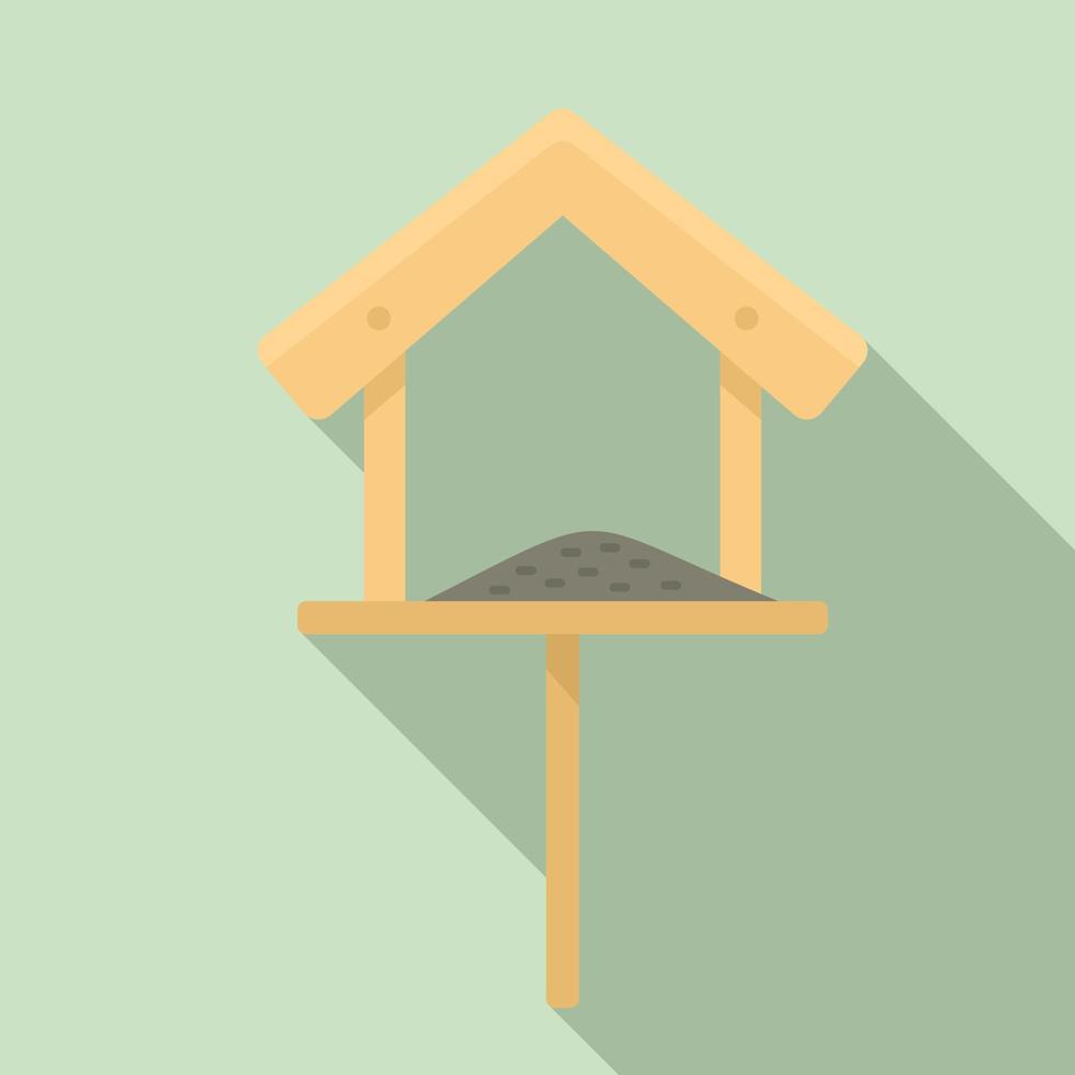 Wood bird feeders icon, flat style vector