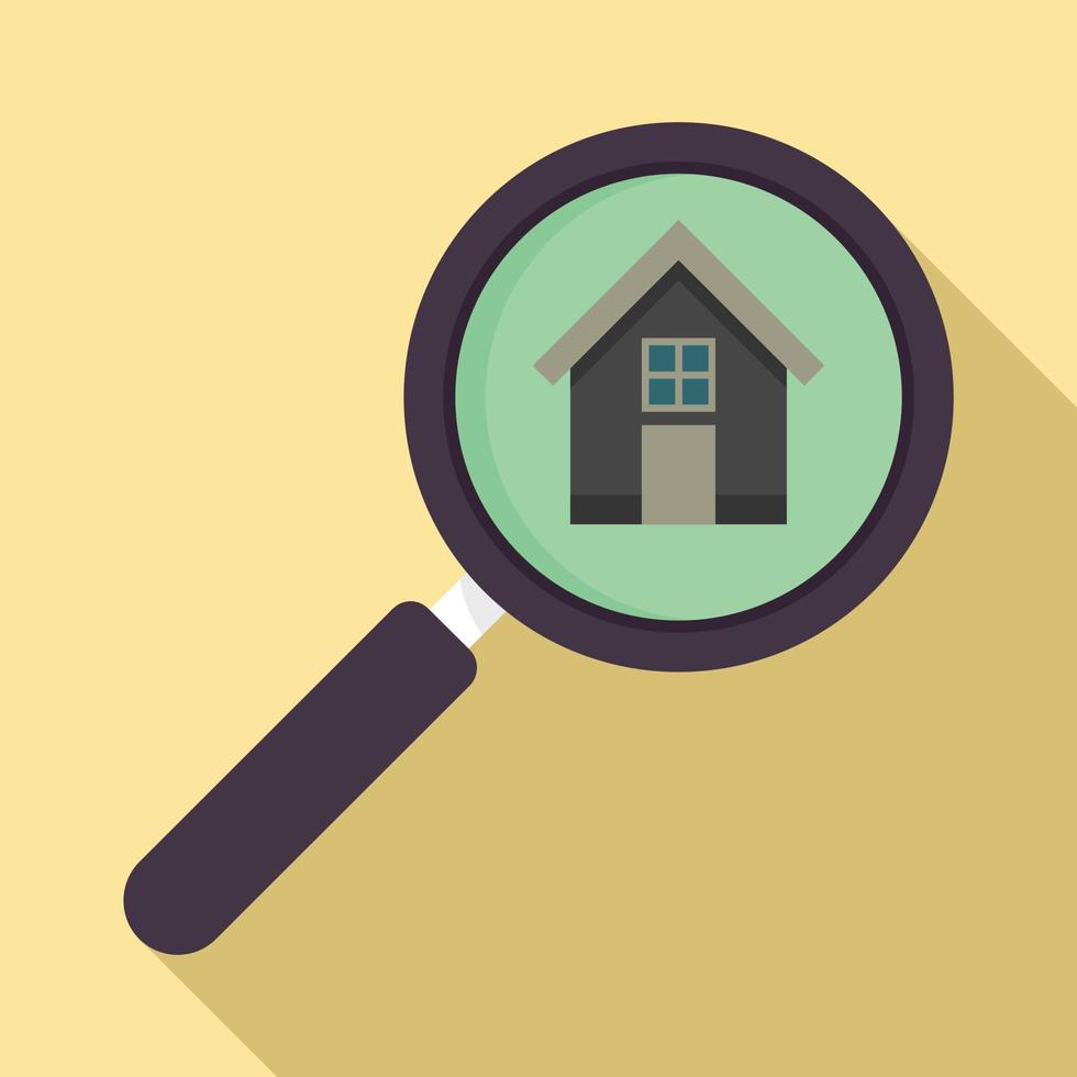 Realtor magnifier icon, flat style vector