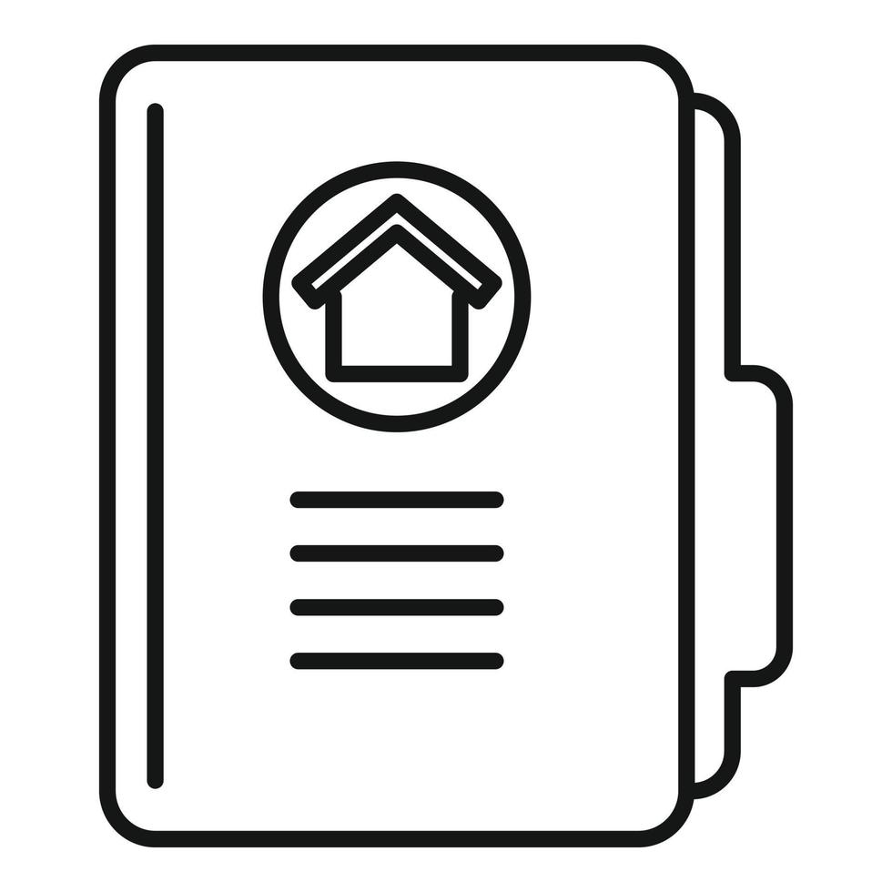 icono de carpeta de la casa inmobiliaria, estilo de contorno vector