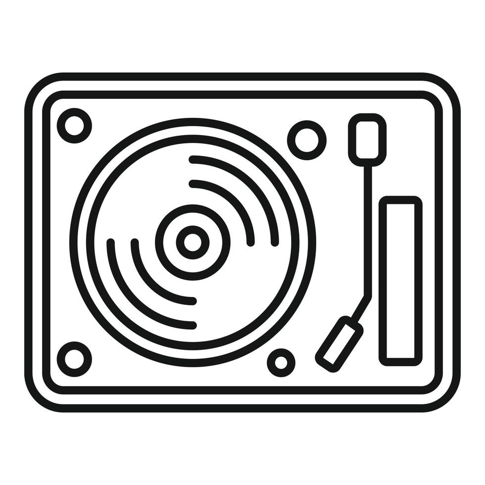 icono de reproductor de discos de vinilo, estilo de contorno vector