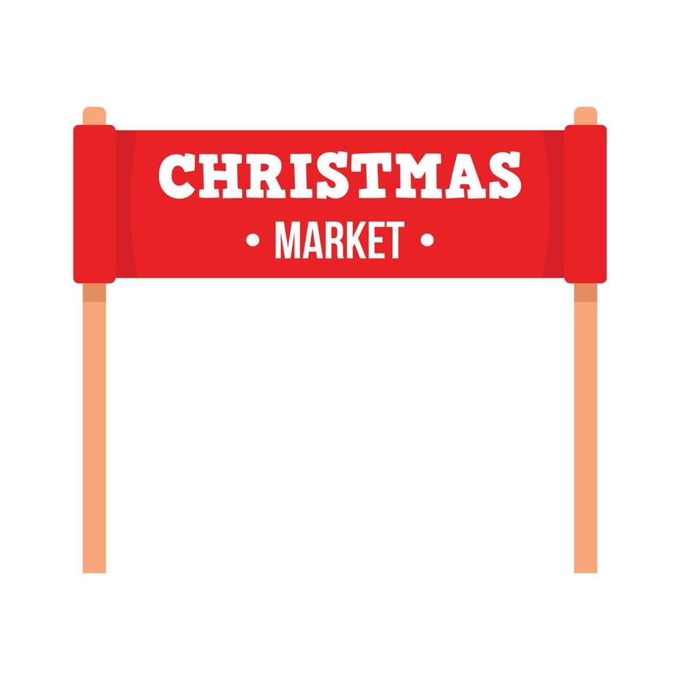 Christmas market banner icon, flat style vector