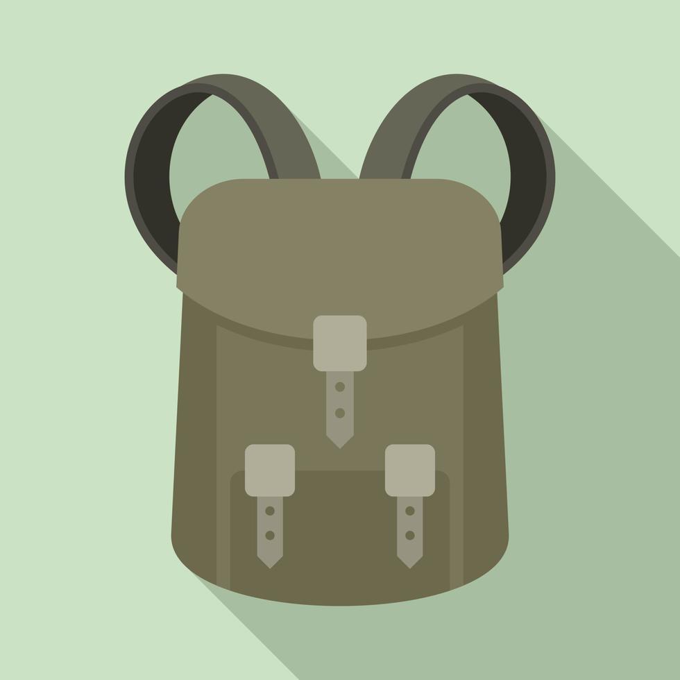 Hunter backpack icon, flat style vector