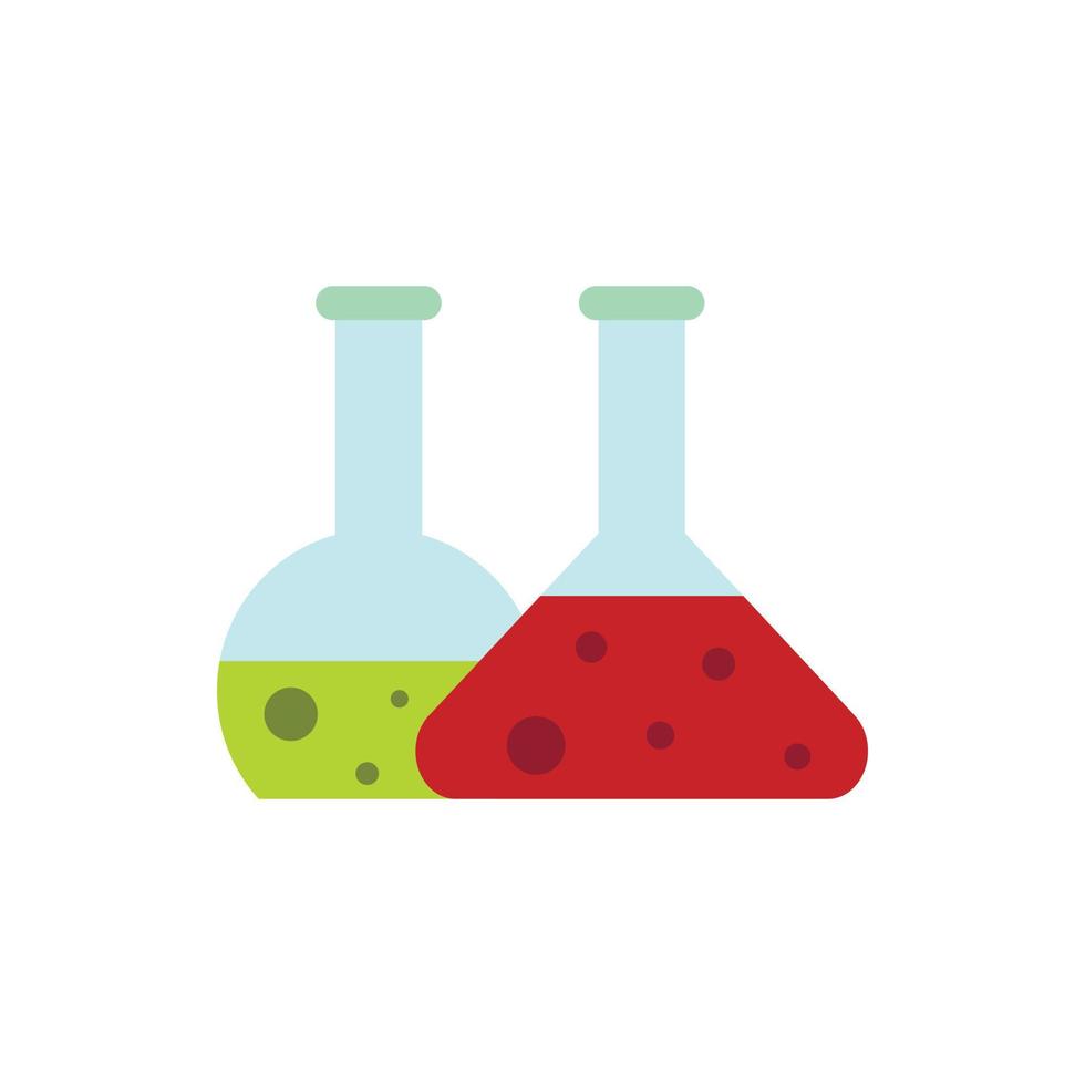 icono de matraces de laboratorio, tipo plano vector