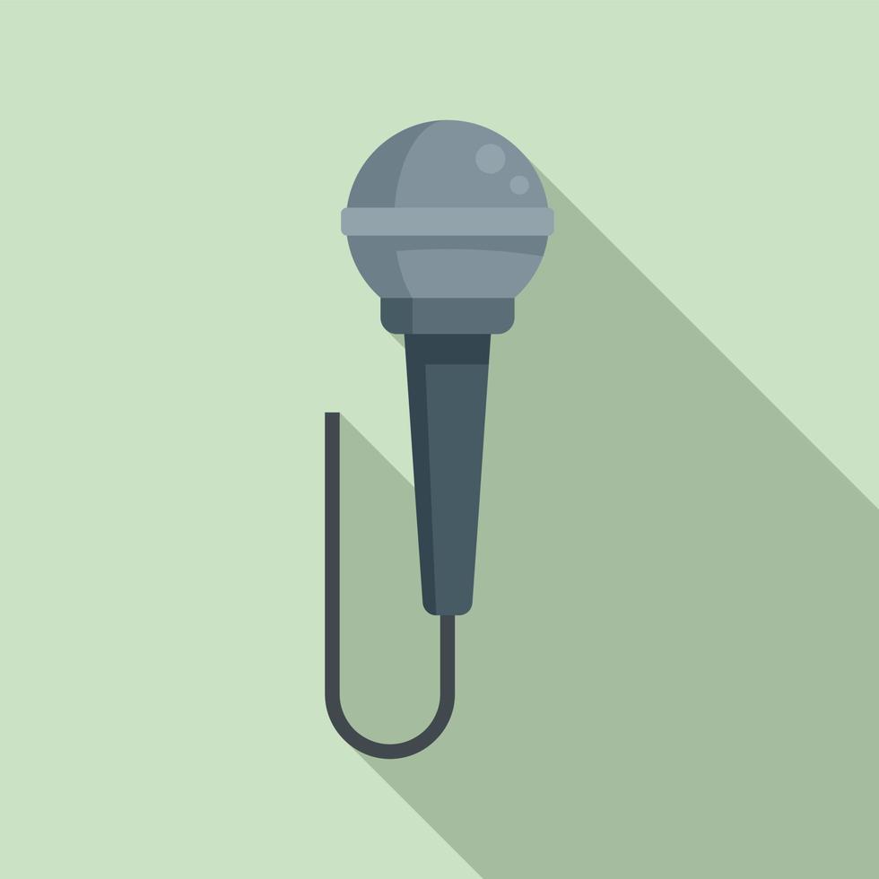 Music microphone icon, flat style vector