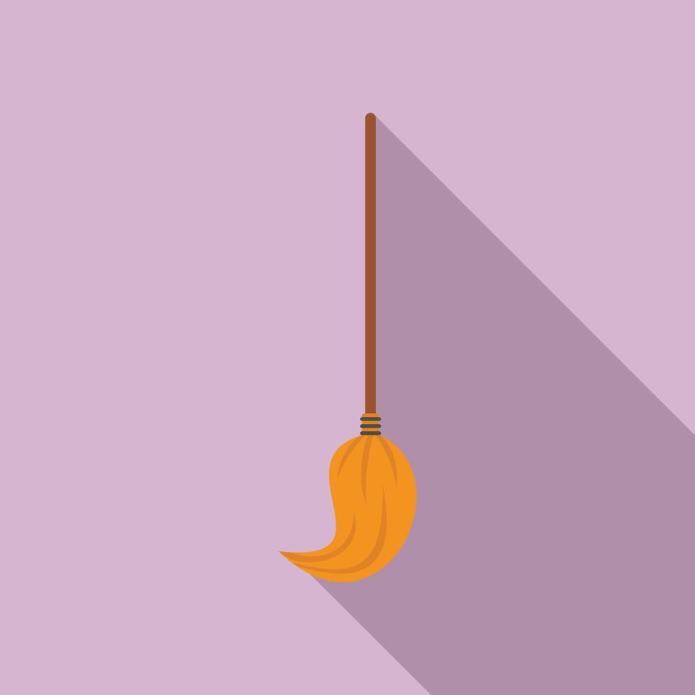 Cleaning broom icon, flat style vector