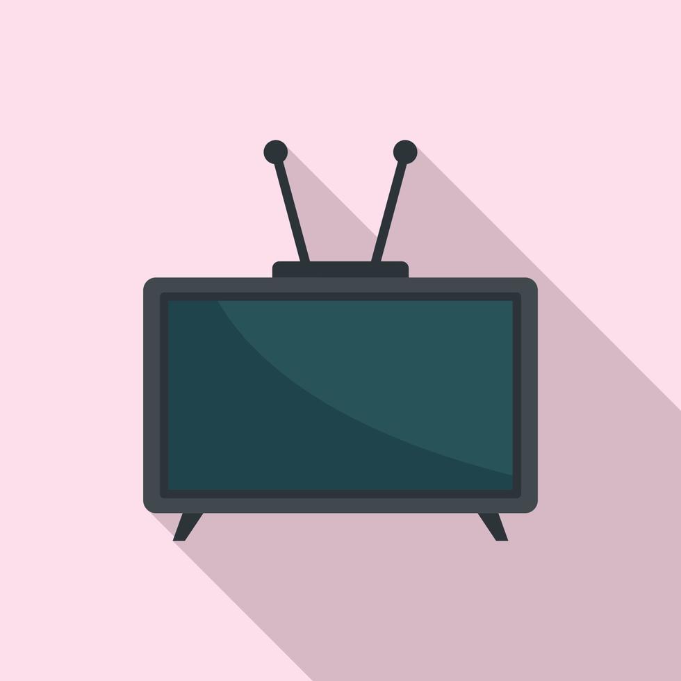 Video tv set icon, flat style vector