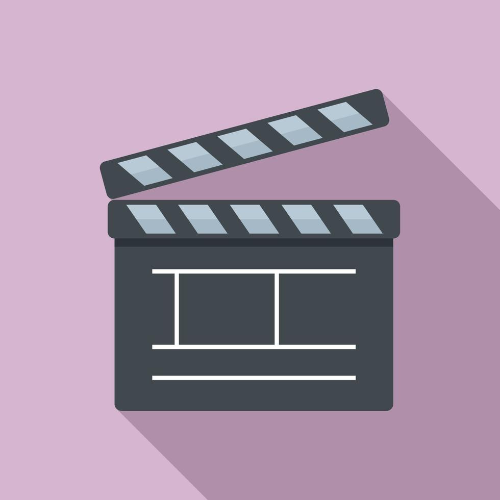 icono de clapeta de video, estilo plano vector