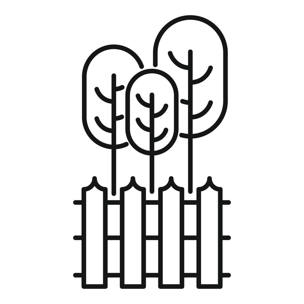icono de valla de árbol de jardín, estilo de esquema vector