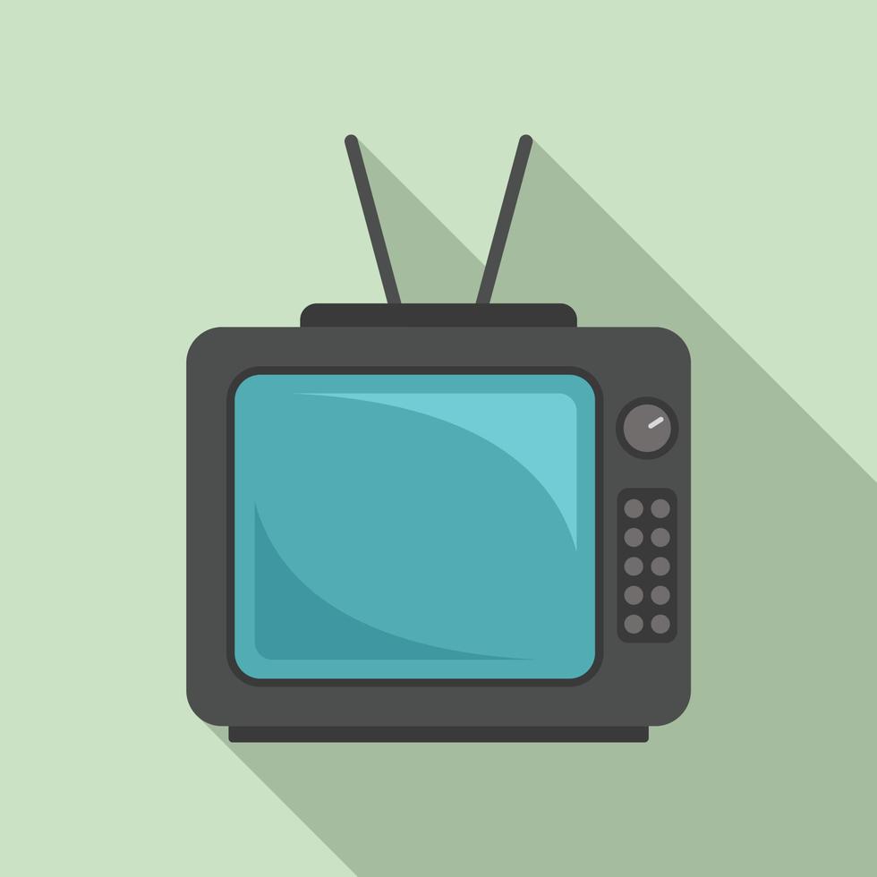 icono de televisor antiguo, estilo plano vector