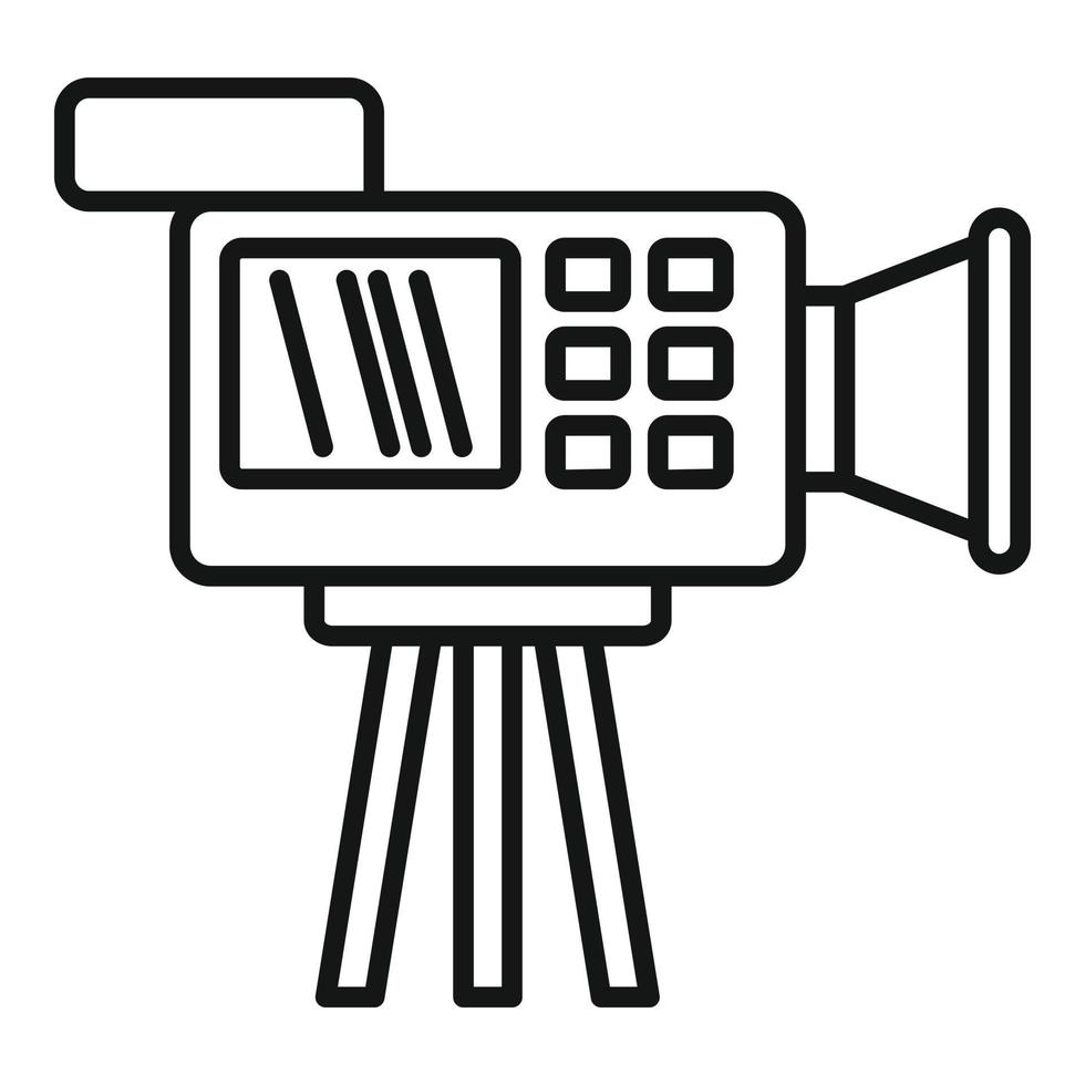 icono de cámara de video camarógrafo, estilo de contorno vector