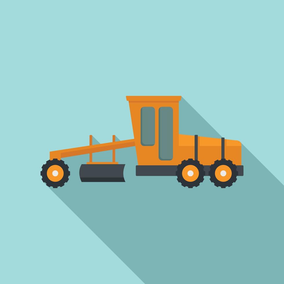 Grader machine construction icon, flat style vector