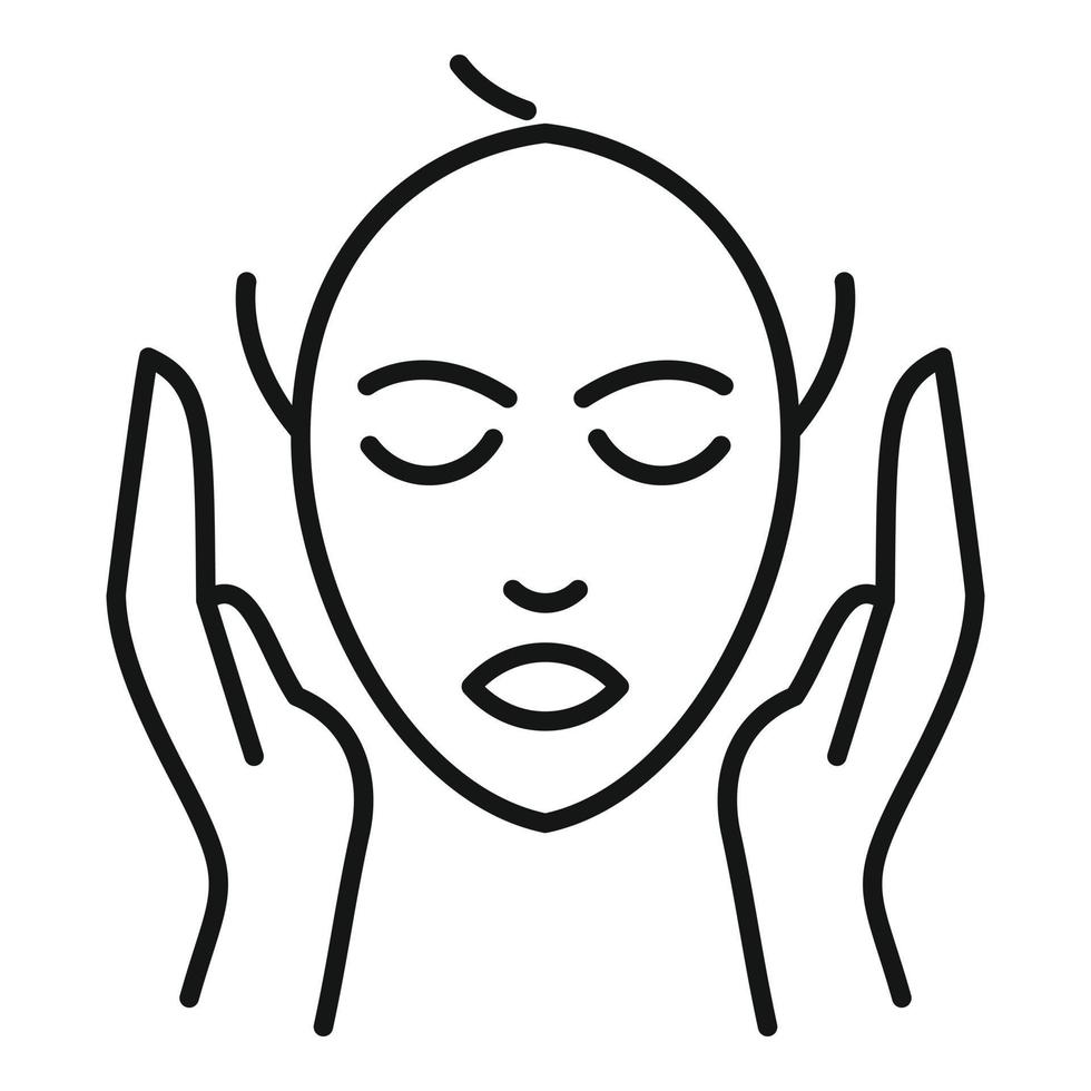 icono de masaje facial, estilo de esquema vector