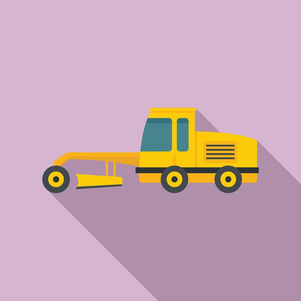 Grader machine truck icon, flat style vector