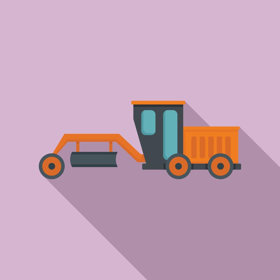 Grader machine demolition icon, flat style vector