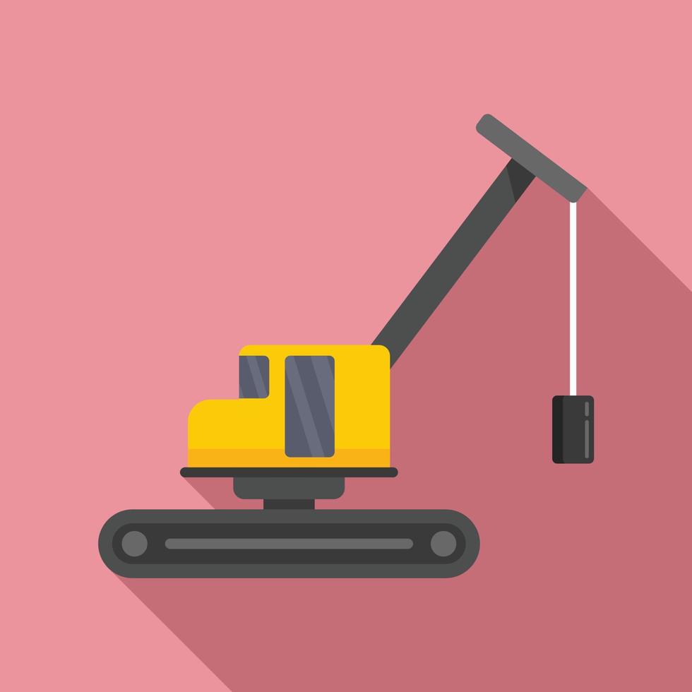 Demolition excavator icon, flat style vector