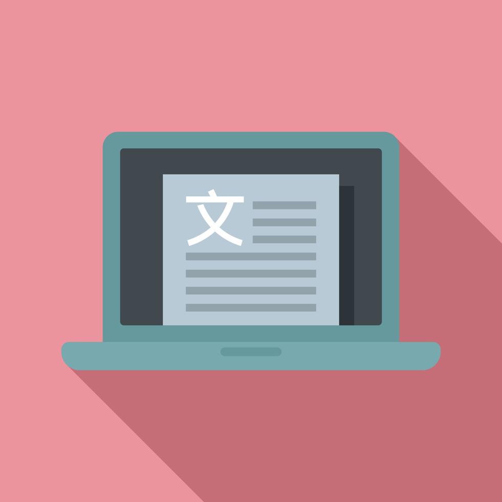 Laptop linguist icon, flat style vector