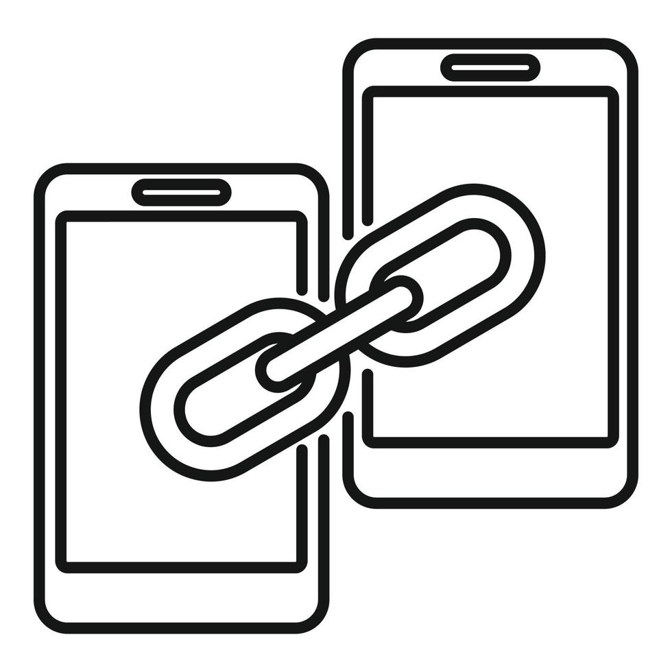 Links strategy phone connect icon, outline style vector