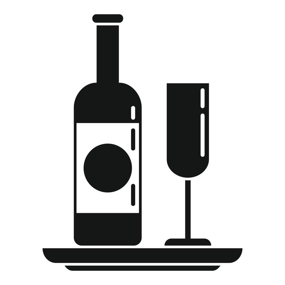 icono de botella de vino de servicio de habitaciones, estilo simple vector