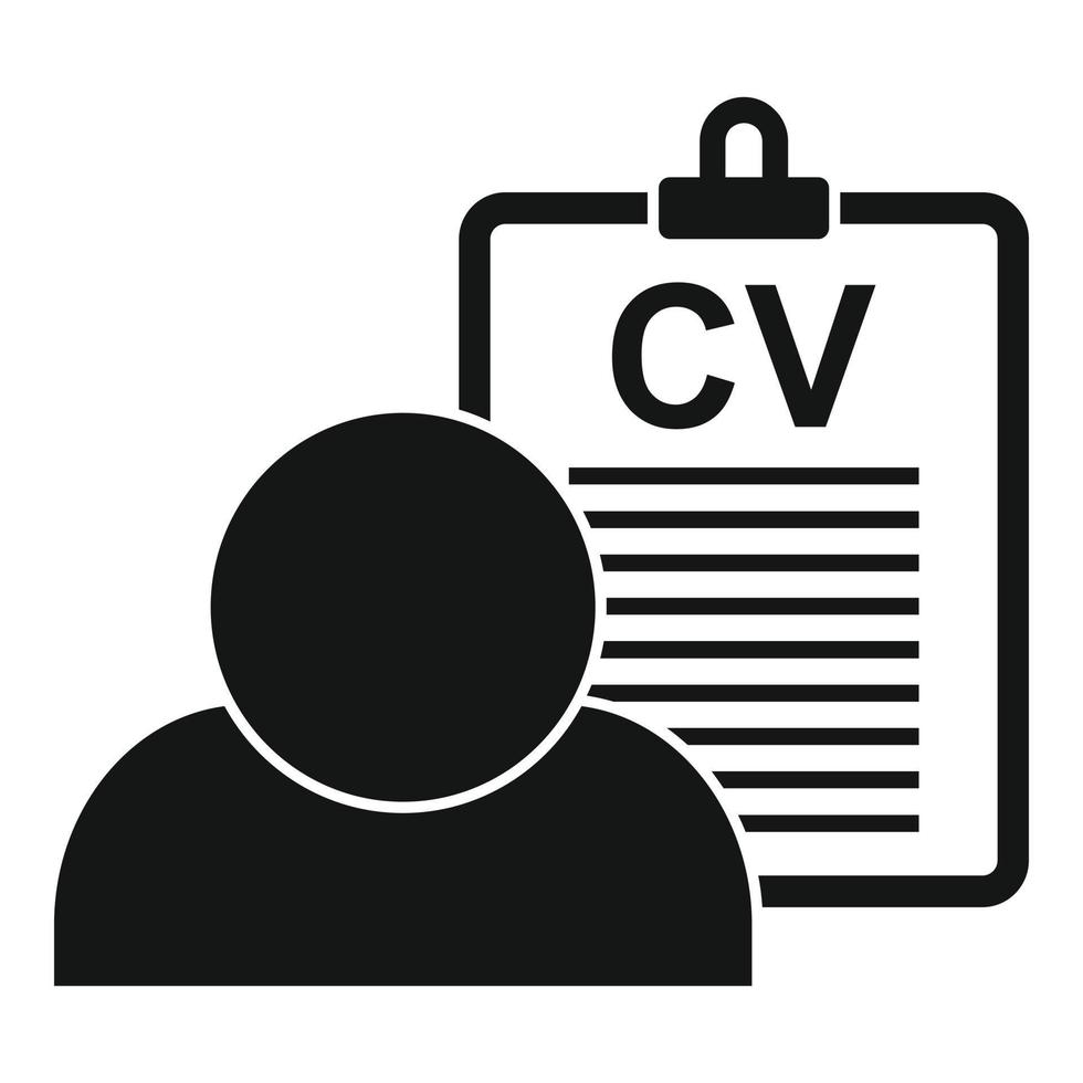 icono de tablero de cv de reclutador, estilo simple vector