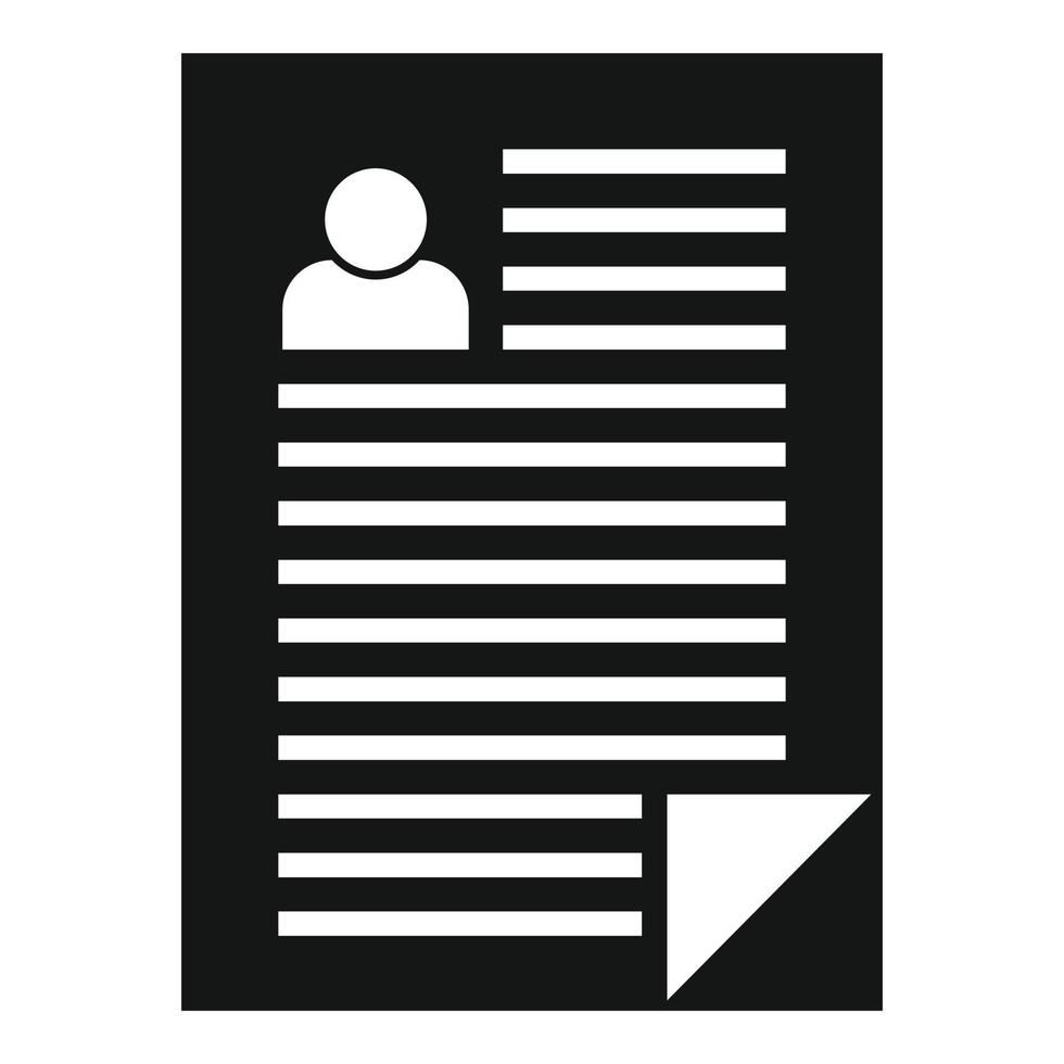 Headhunter resume paper icon, simple style vector