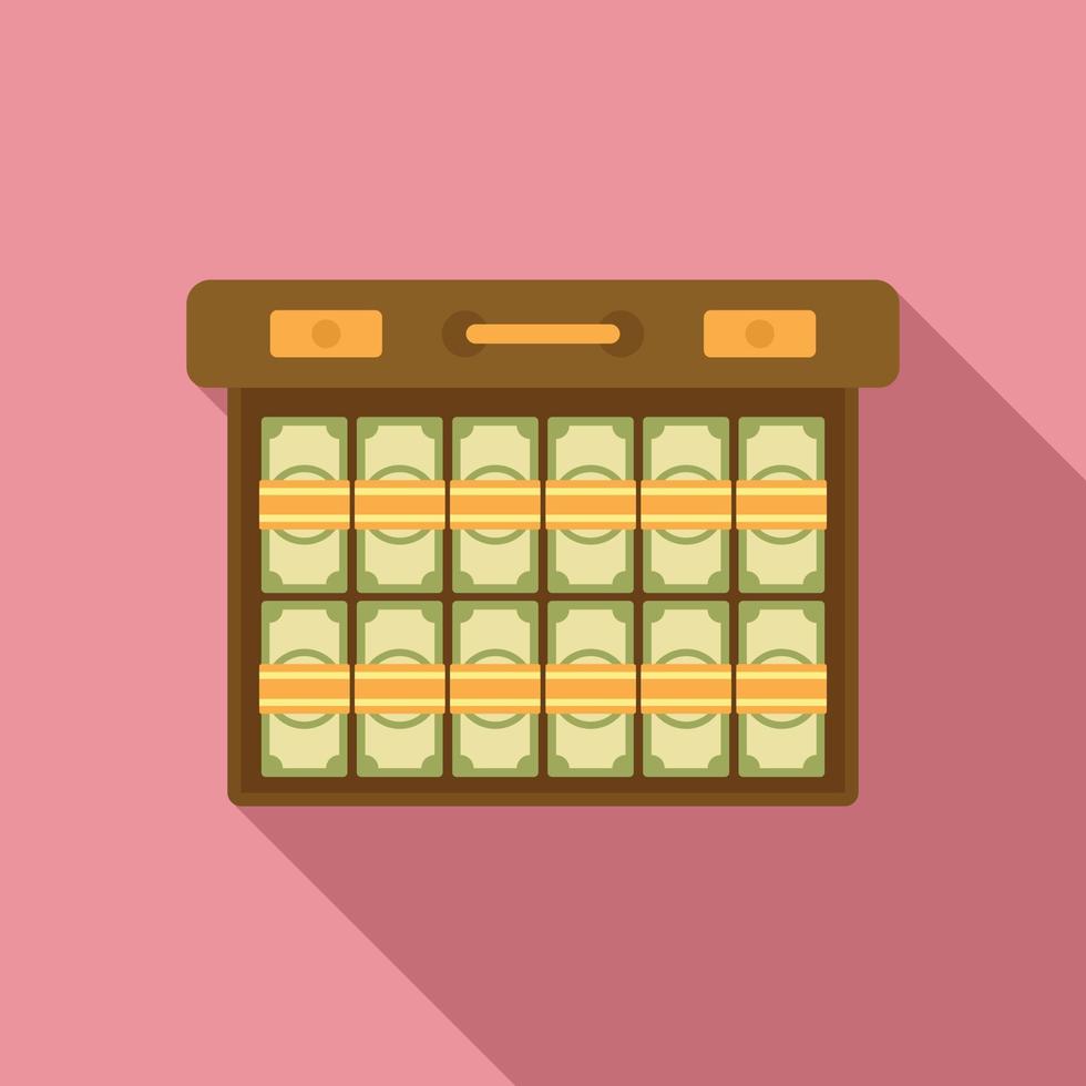 Bribery money case icon, flat style vector