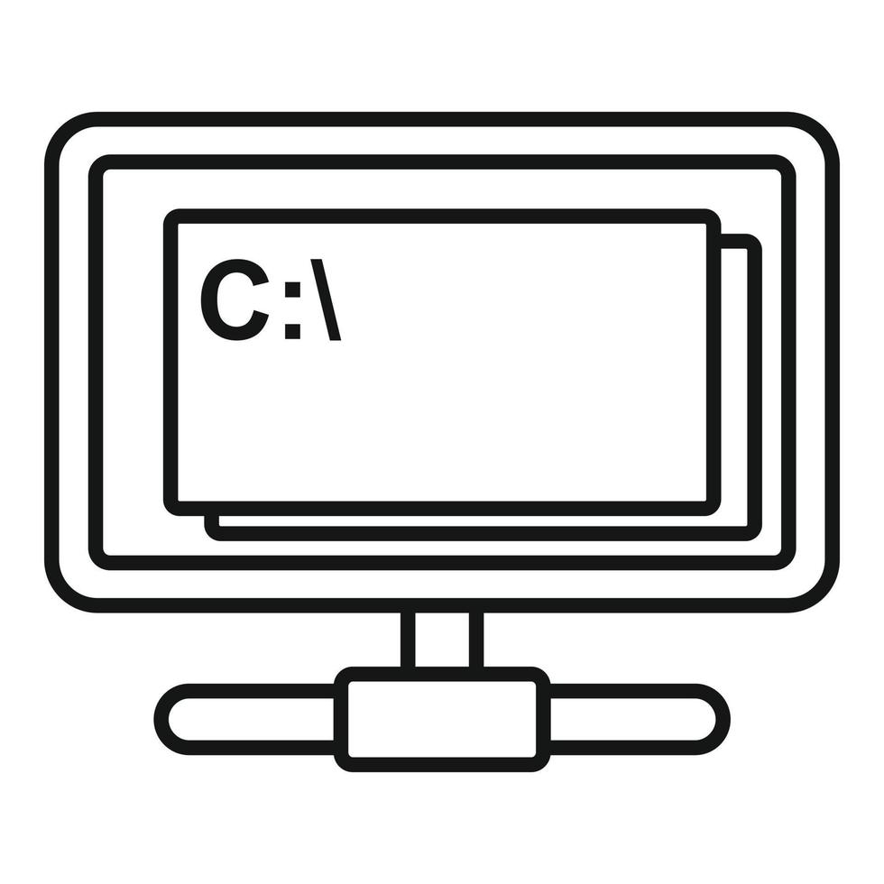 icono de software de prueba de monitor, estilo de esquema vector