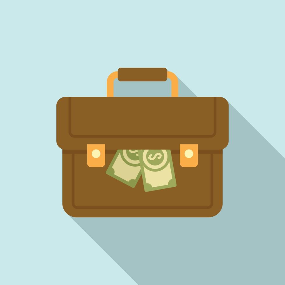 Briefcase money bribery icon, flat style vector