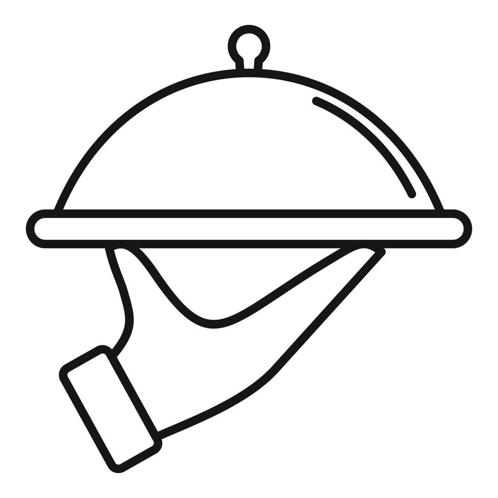 Room service food tray icon, outline style vector