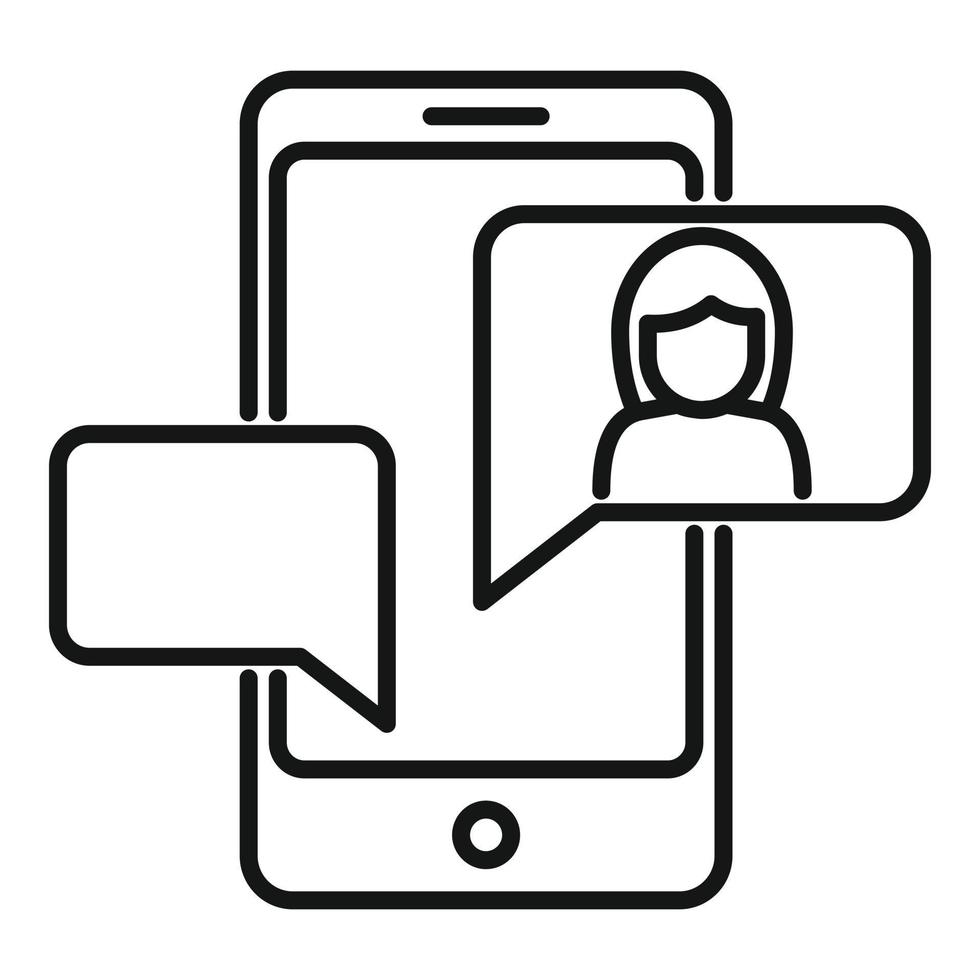 Agency phone chat icon, outline style vector