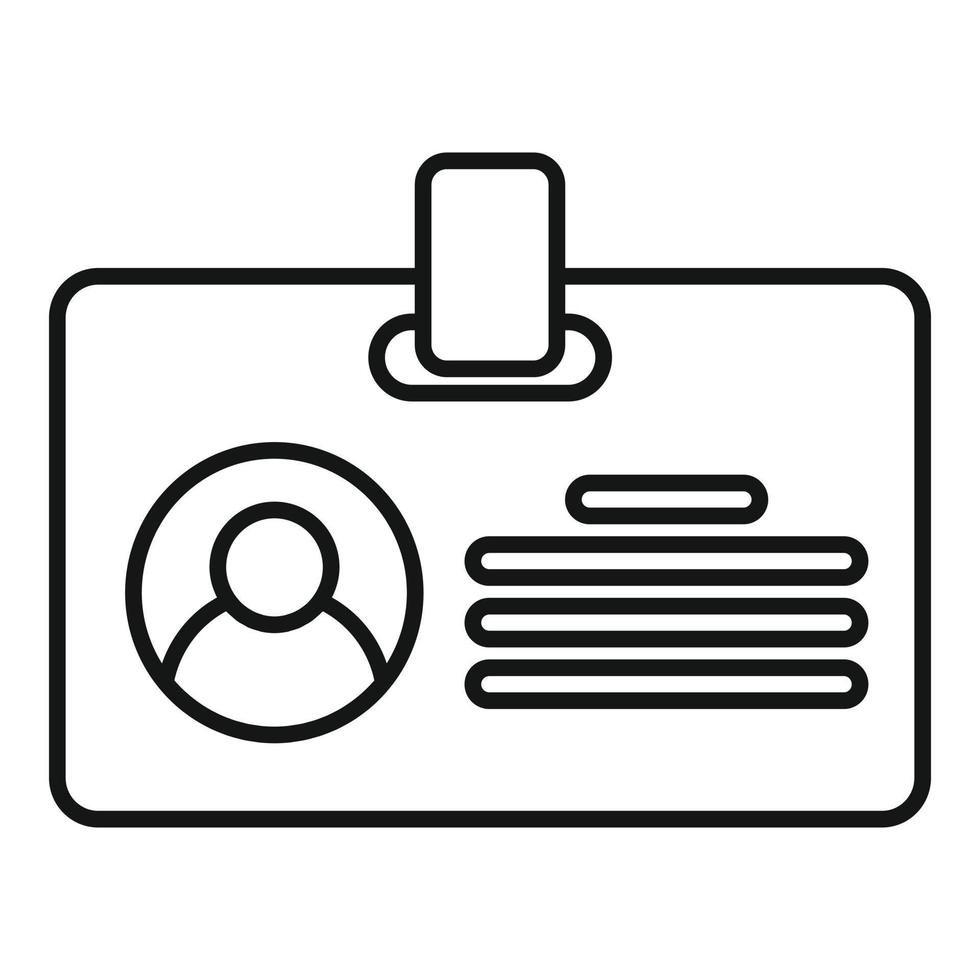 icono de tarjeta de identificación de reclutador, estilo de esquema vector