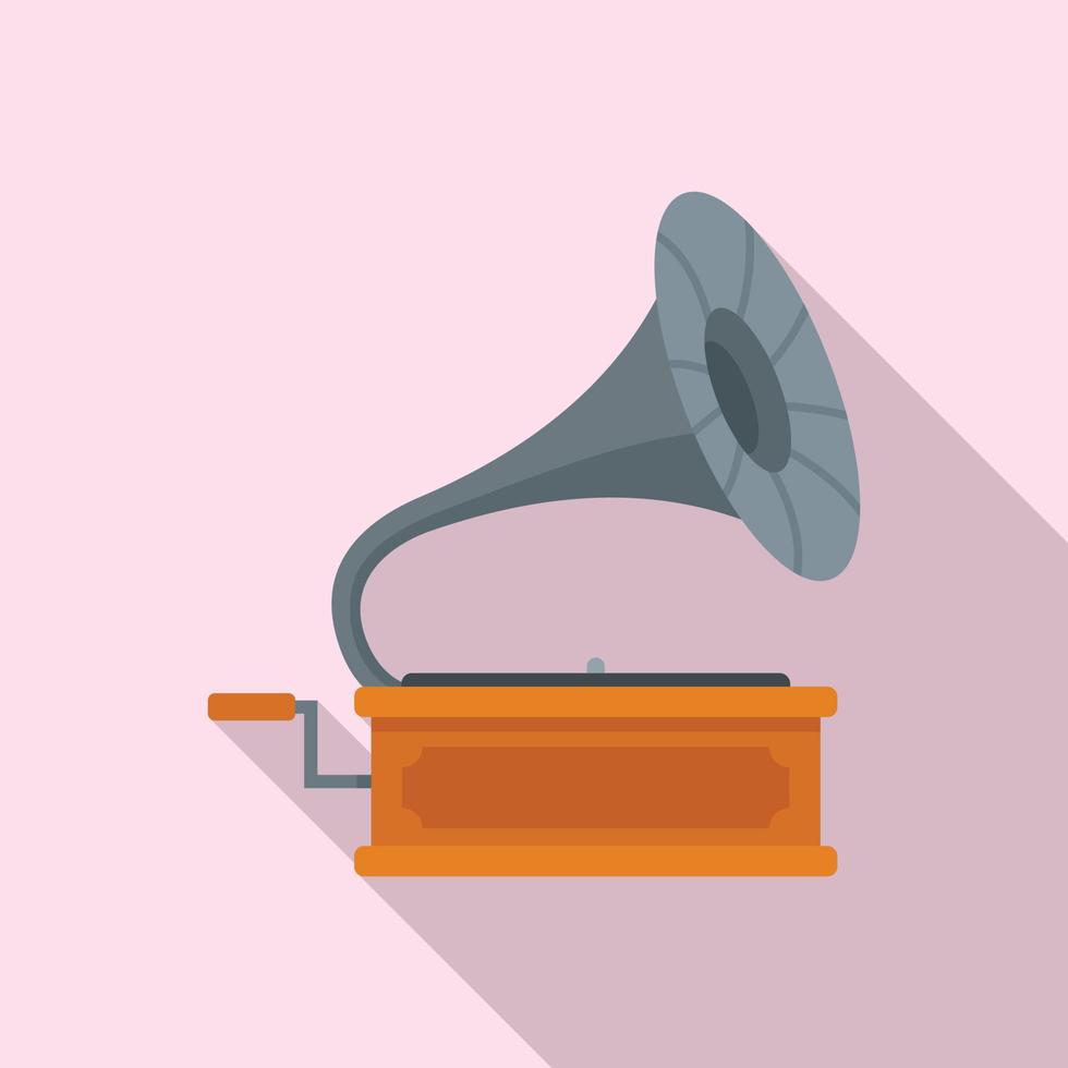 Gramophone icon, flat style vector