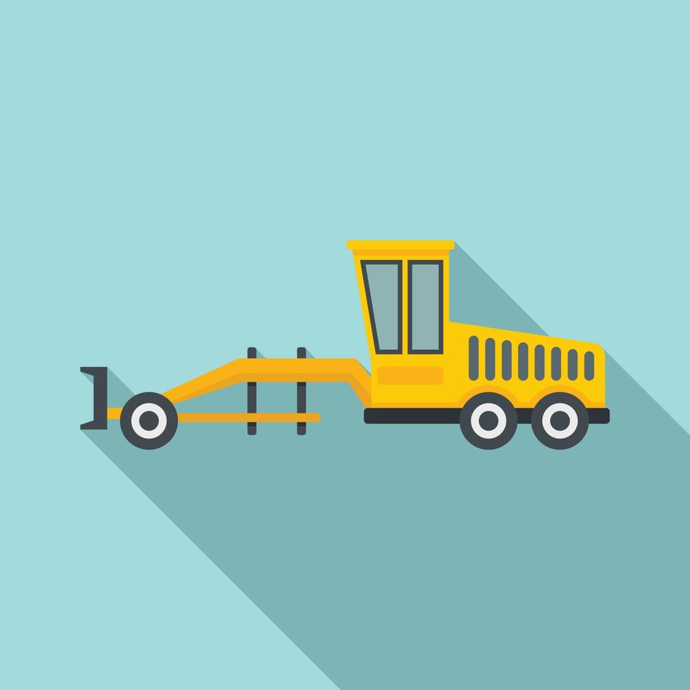 Grader machine scraper icon, flat style vector