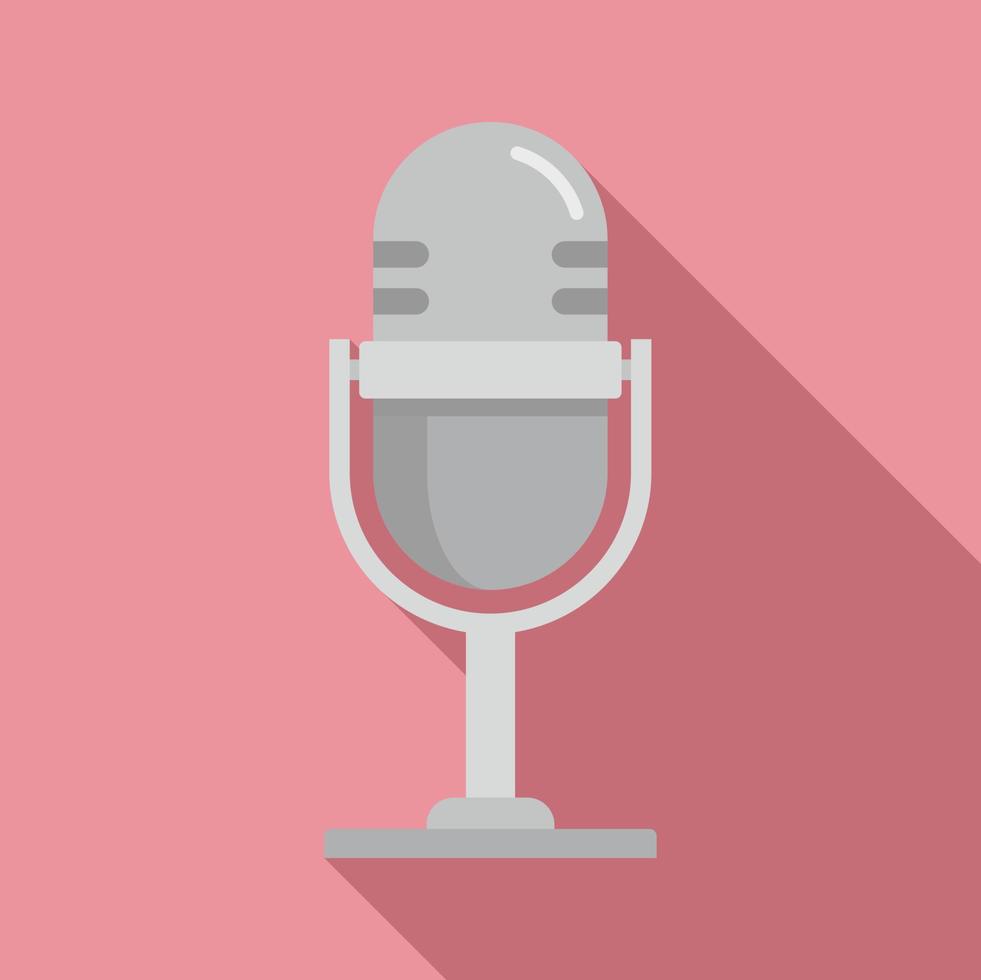Linguist microphone icon, flat style vector