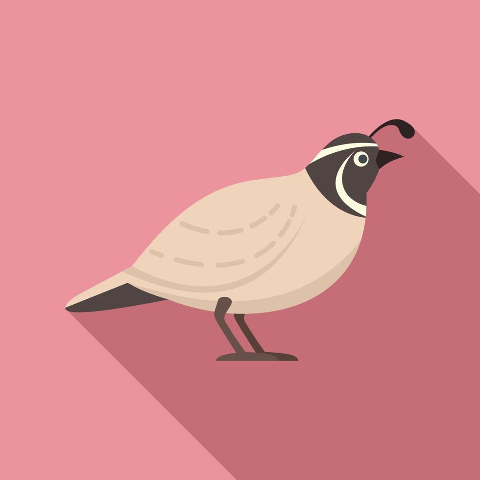 Quail adorable icon, flat style vector