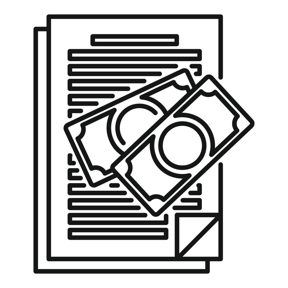 Document bribery money icon, outline style vector